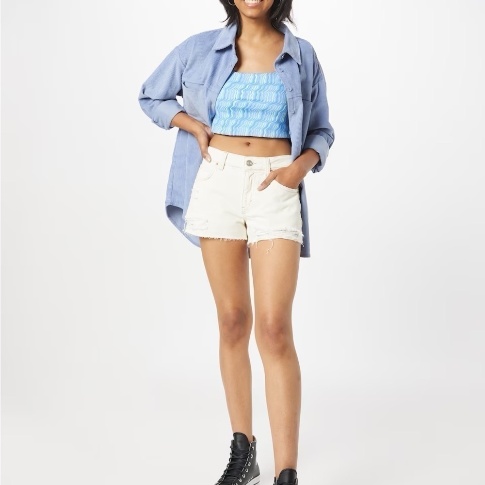NWT Urban Outfitters Denim Shorts Size 31 Low Rise Harri Neutral Cream Color - Picture 6 of 12